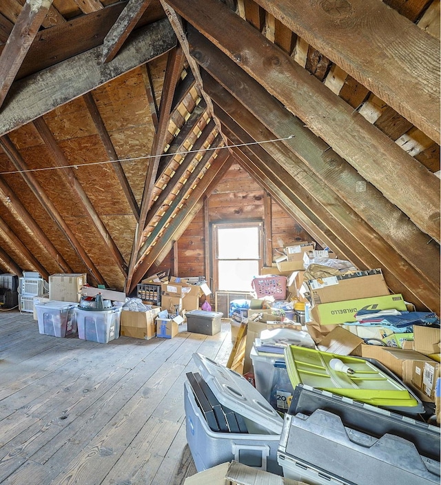 view of unfinished attic