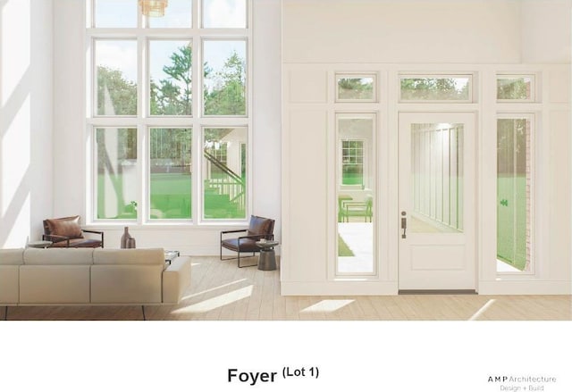 entryway with plenty of natural light and light wood-type flooring