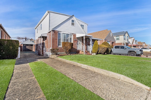 view of front facade with a garage and a front lawn