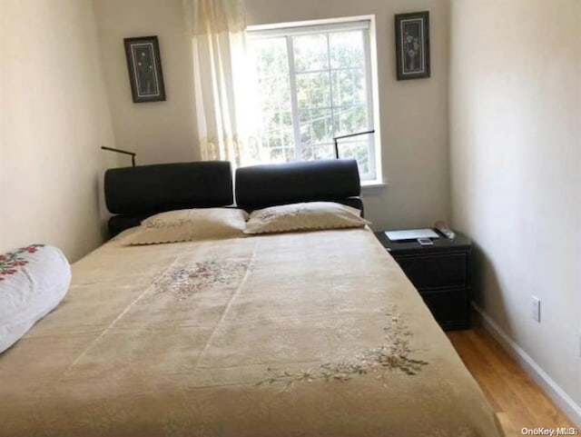 bedroom with multiple windows and hardwood / wood-style floors