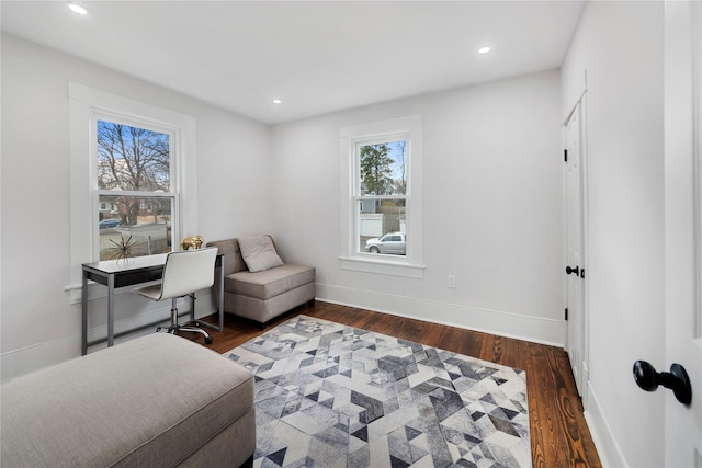 bedroom featuring dark hardwood / wood-style floors