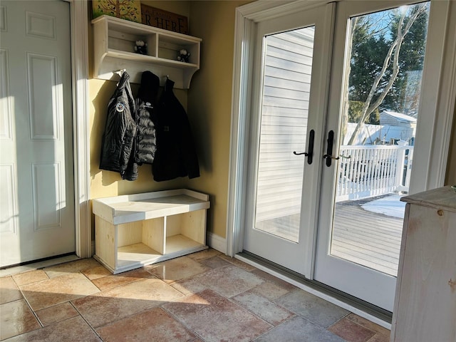 mudroom featuring french doors