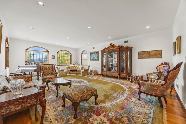 living room with light wood-type flooring