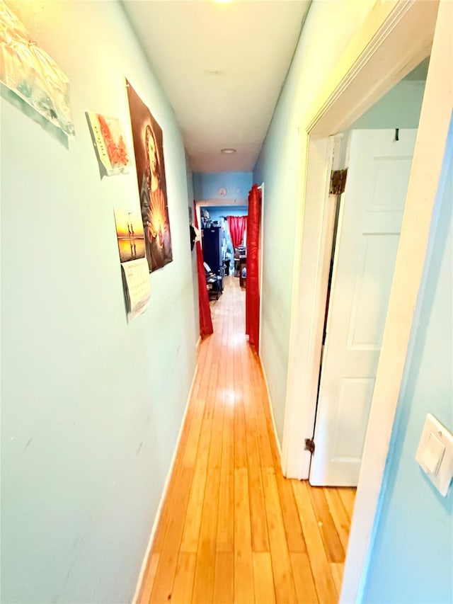 hallway with wood-type flooring