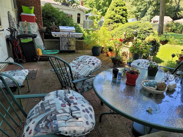 view of patio / terrace featuring a grill