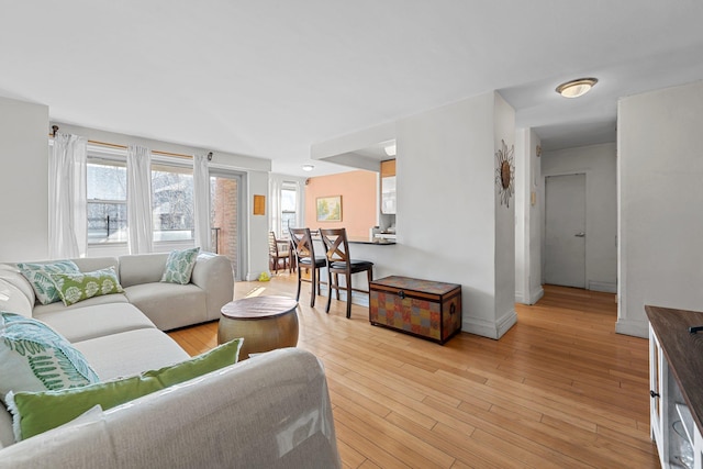 living room featuring light hardwood / wood-style floors