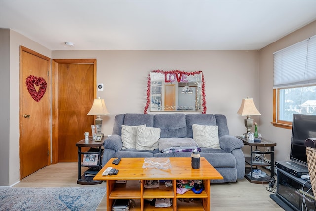 living room with light wood-type flooring