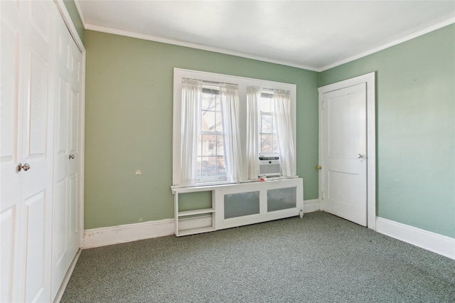 53 S Grove St S, Valley Stream, NY 11580 - unfurnished bedroom featuring radiator, cooling unit, carpet floors, and ornamental molding
