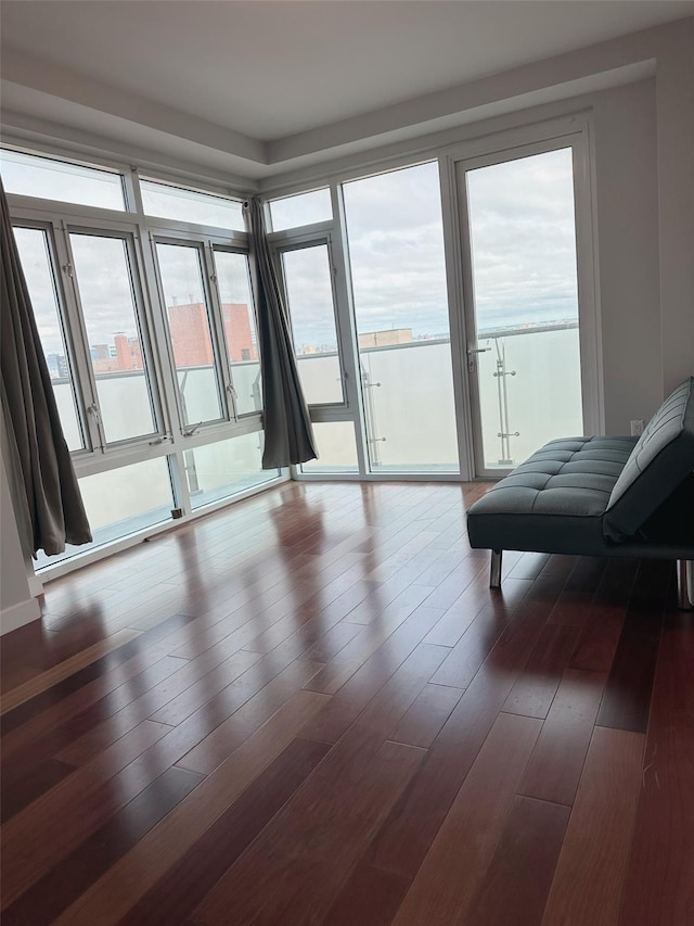 living area featuring dark wood-type flooring