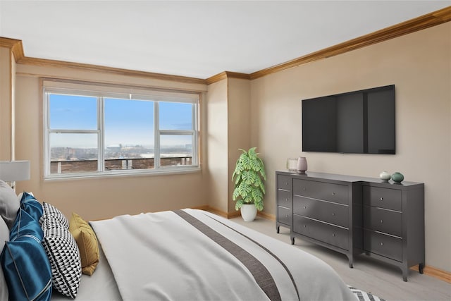 bedroom featuring crown molding