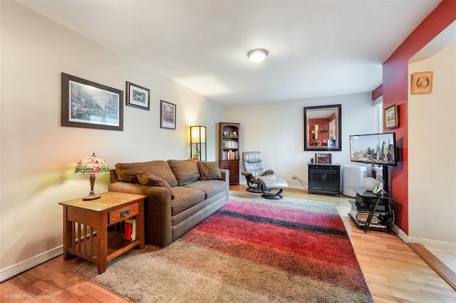 living room with hardwood / wood-style floors