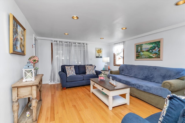 living room with hardwood / wood-style floors