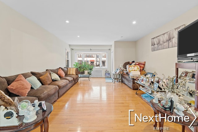 living room featuring light wood-type flooring