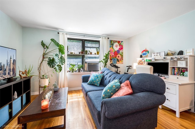 living room with light hardwood / wood-style floors