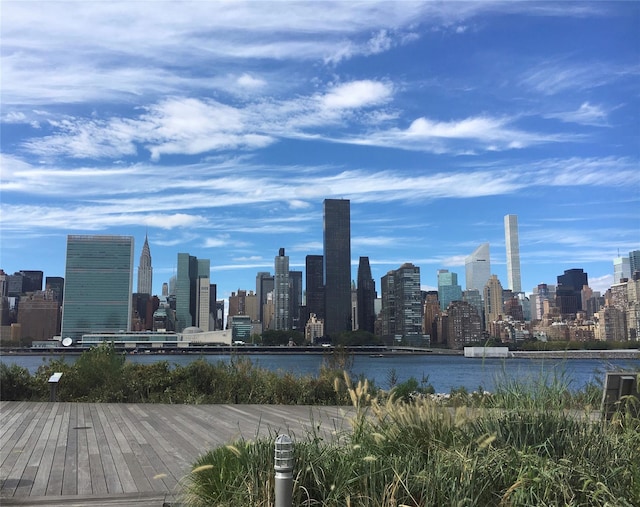 view of city with a water view