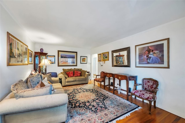 living room with wood-type flooring