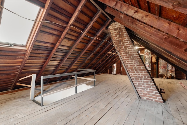 view of unfinished attic