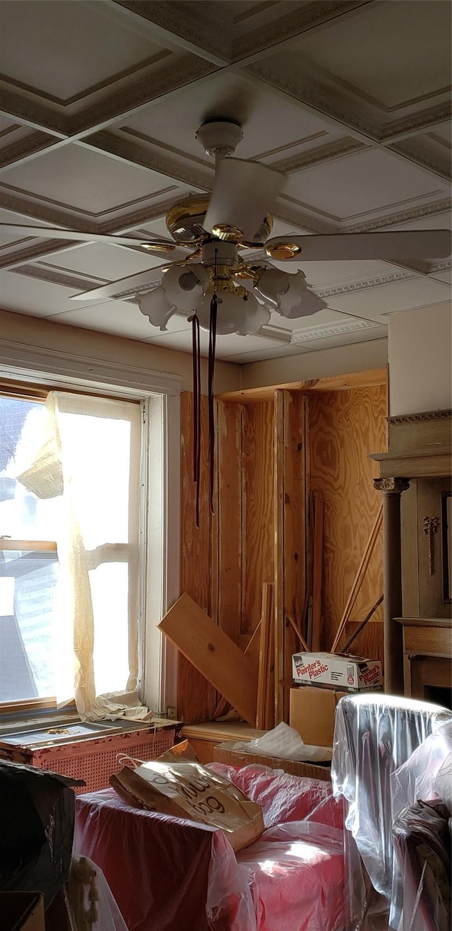 misc room featuring ceiling fan and plenty of natural light