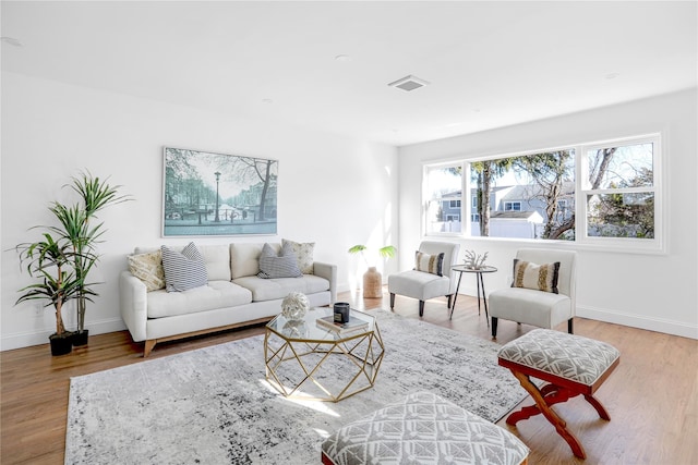 living room with hardwood / wood-style flooring