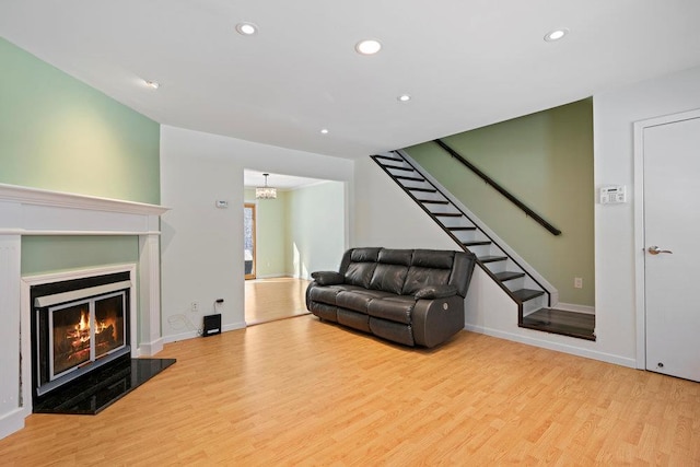 living room featuring light hardwood / wood-style flooring