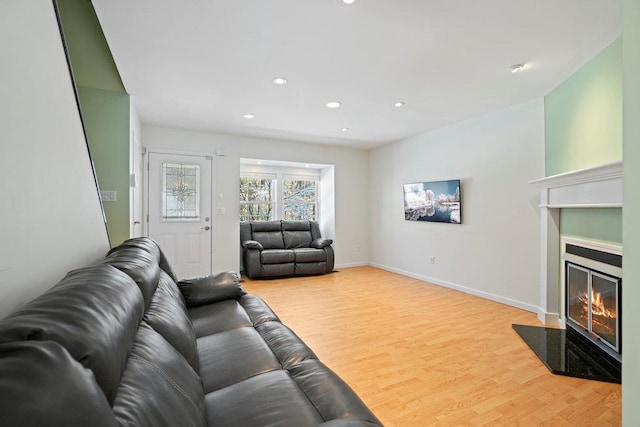 living room with light wood-type flooring