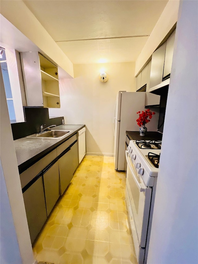 kitchen with sink and white appliances