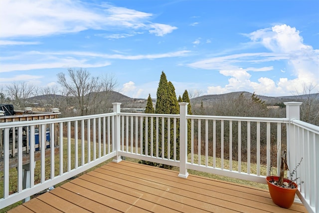 deck featuring a mountain view