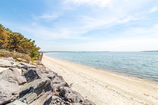 view of water feature with a view of the beach