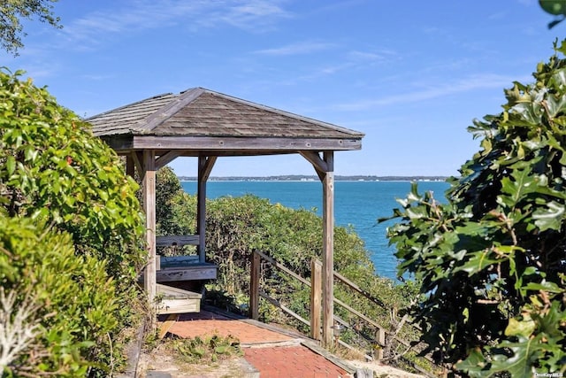 view of water feature featuring a gazebo