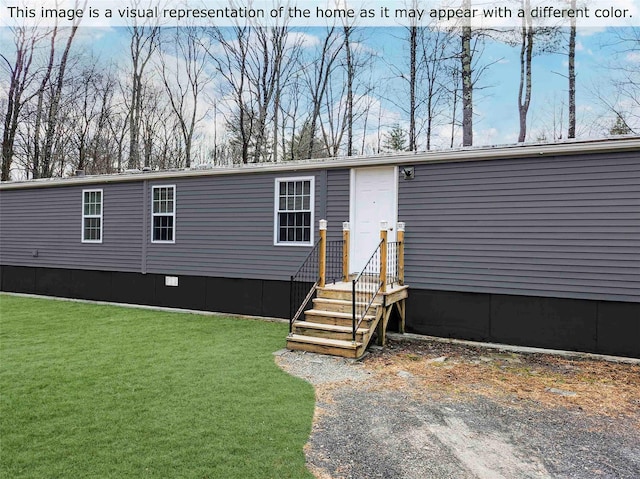 view of front of home with a front lawn