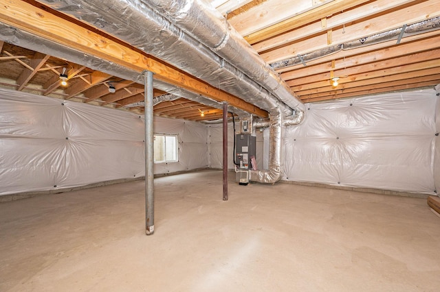 basement featuring heating unit