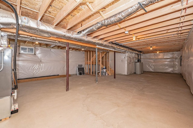 basement with water heater