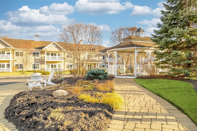 exterior space featuring a gazebo