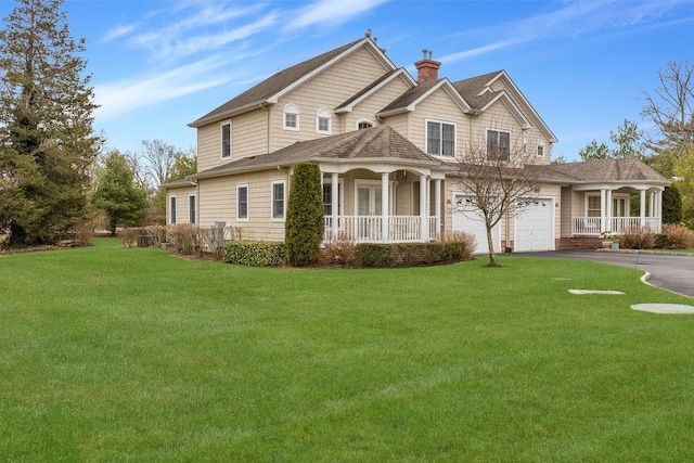 view of front of home featuring a porch and a front lawn