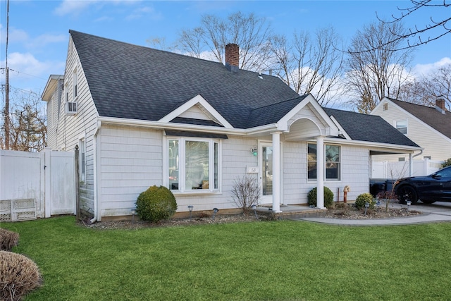 view of front of home featuring a front lawn