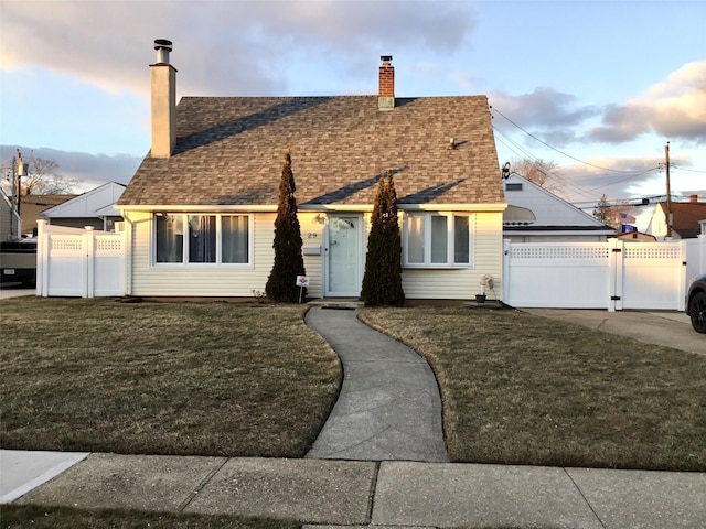 view of front facade featuring a front yard