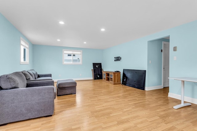 living room with light wood-type flooring