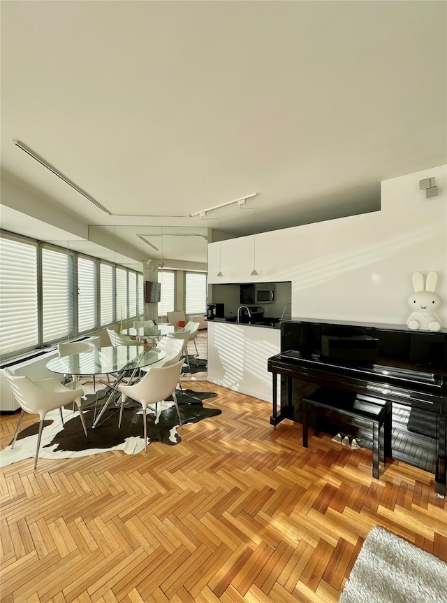 misc room featuring light parquet flooring