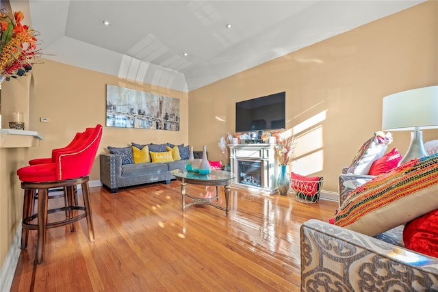 living room with hardwood / wood-style flooring