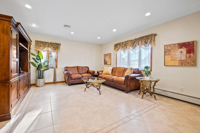 view of tiled living room