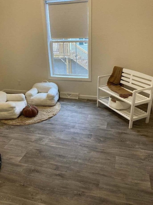 sitting room featuring dark hardwood / wood-style floors