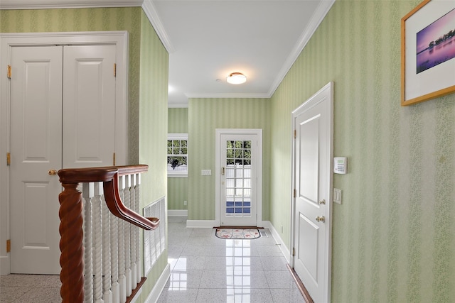 entrance foyer featuring crown molding