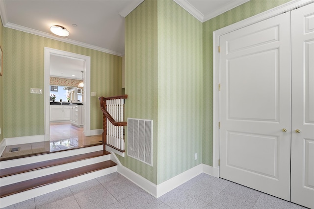 hall with crown molding