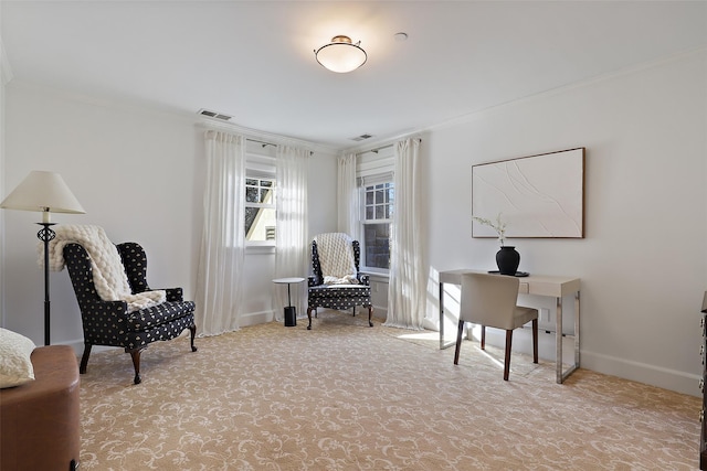 office space featuring ornamental molding