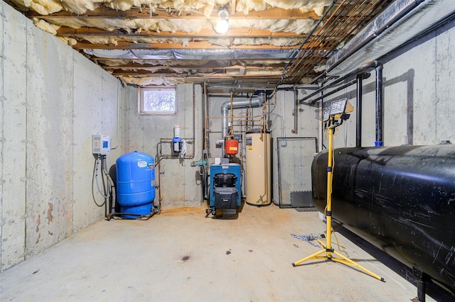 basement with gas water heater