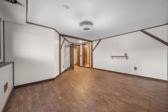 basement with hardwood / wood-style floors