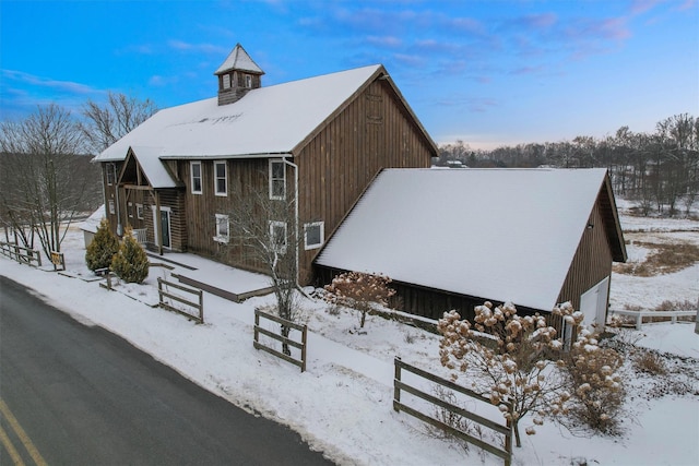 view of snow covered property