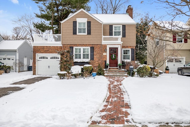 view of front of home with a balcony