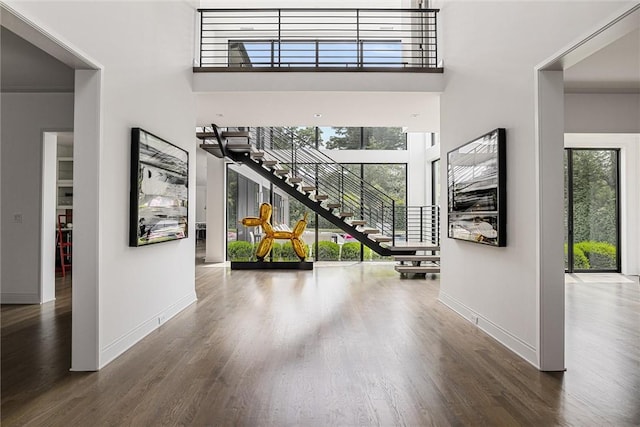 entrance foyer featuring dark hardwood / wood-style floors