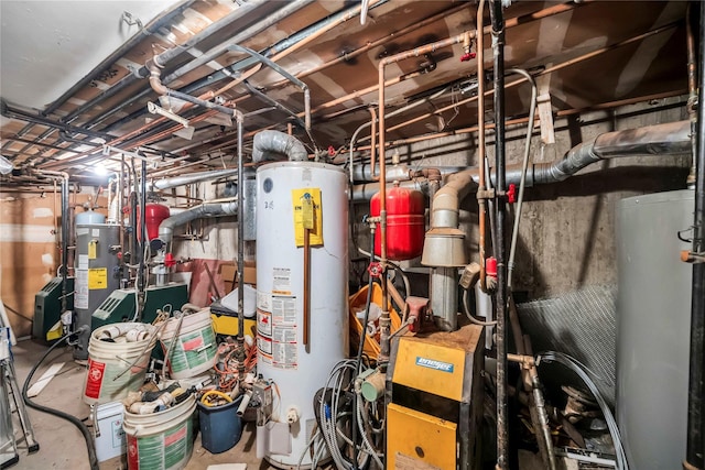 utility room with water heater